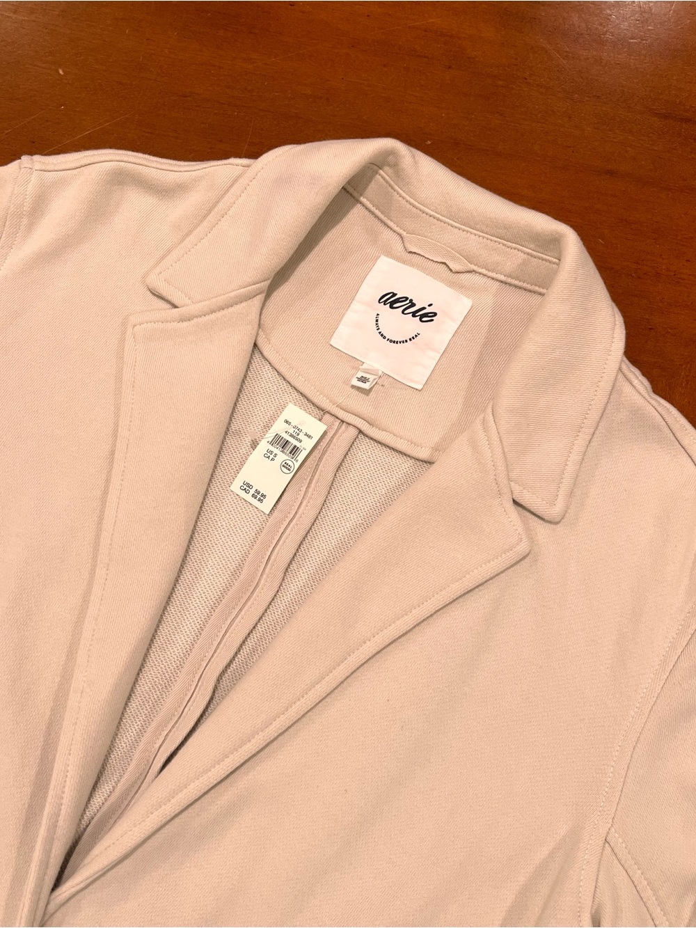 NWT American Eagle Aerie Fleece Blazer Cake Batter Small Oversized Longer Length - Picture 7 of 16